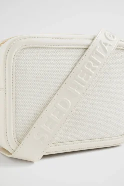 Seed Heritage Cross Body-Textured Logo Crossbody Bag Bone