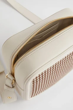 Seed Heritage Cross Body-Textured Logo Crossbody Bag Hot Chocolate Houndstooth