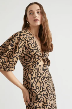 Seed Heritage Dresses-Tie Front Dress Abstract Animal