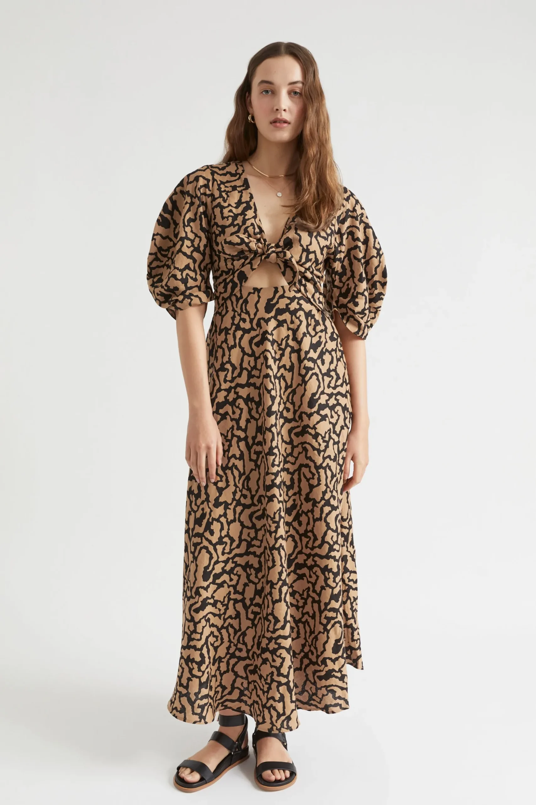 Seed Heritage Dresses-Tie Front Dress Abstract Animal
