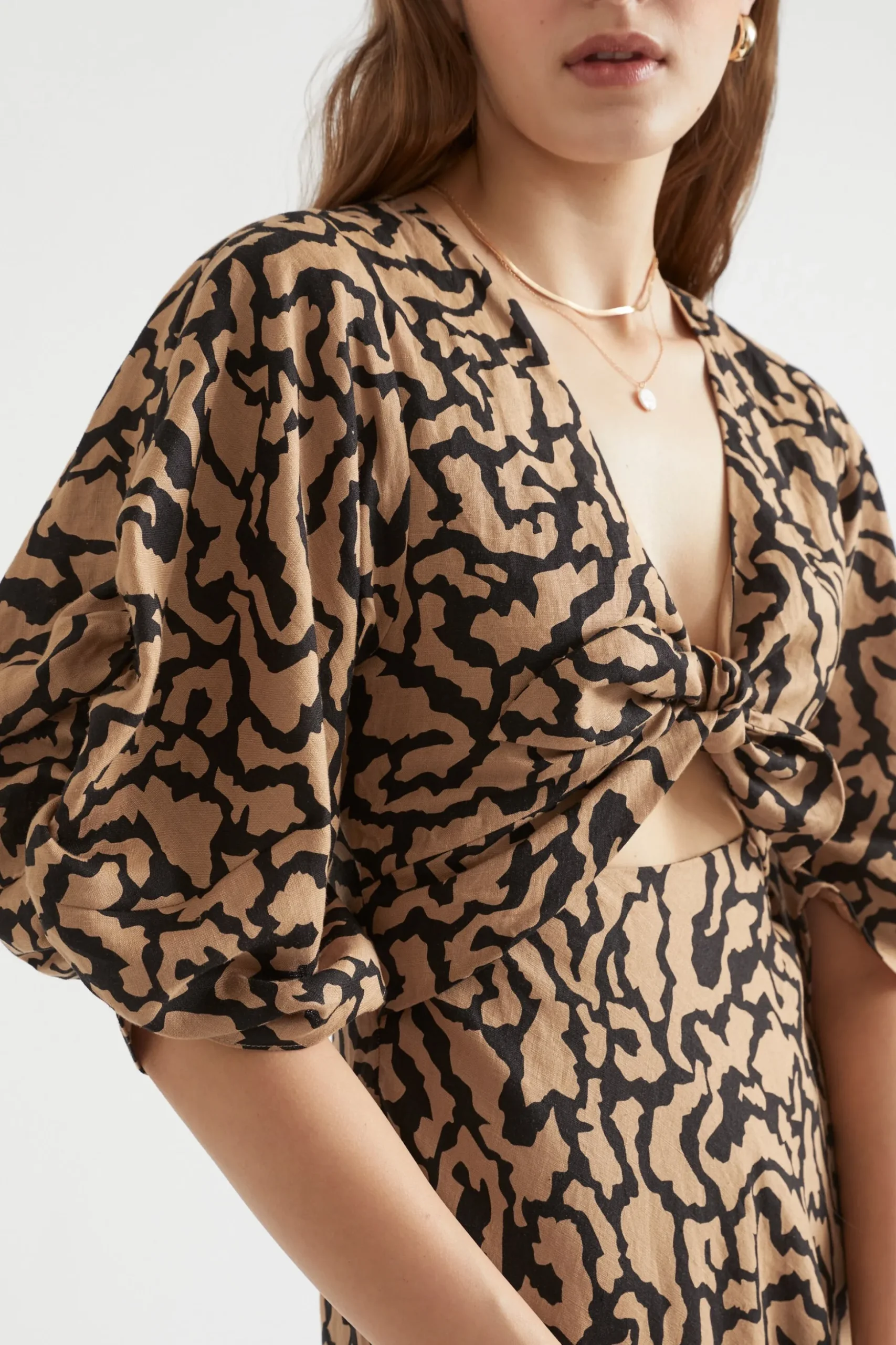 Seed Heritage Dresses-Tie Front Dress Abstract Animal