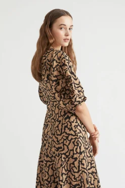Seed Heritage Dresses-Tie Front Dress Abstract Animal
