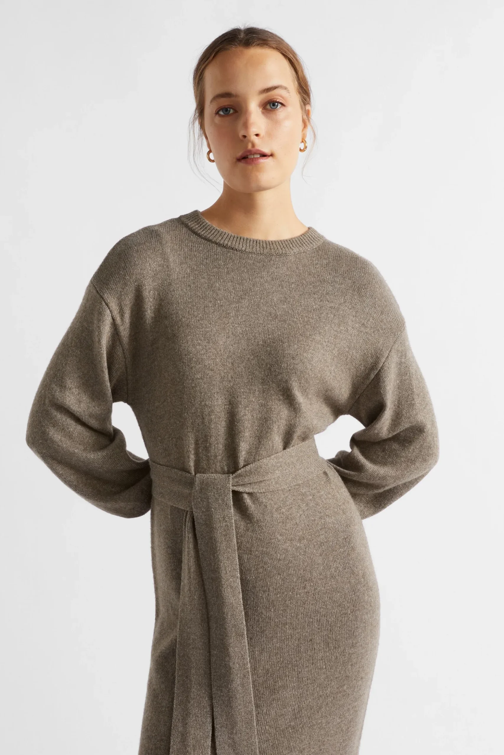 Seed Heritage Knitwear & Sweaters-Tie Front Knit Midi Dress Hazel Marle