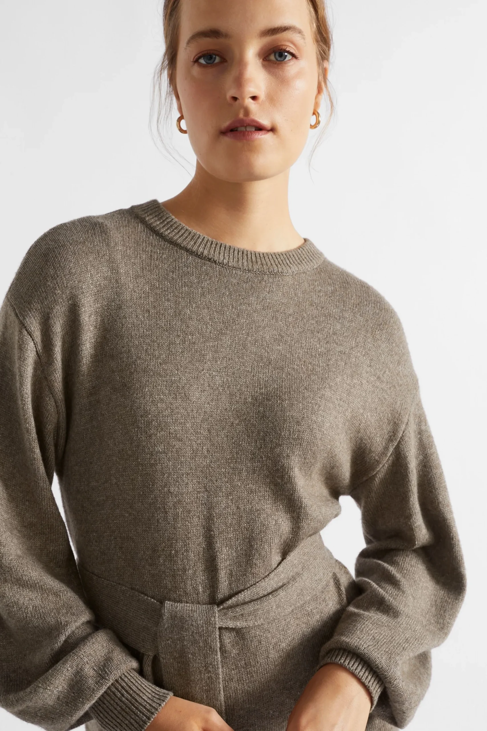 Seed Heritage Knitwear & Sweaters-Tie Front Knit Midi Dress Hazel Marle