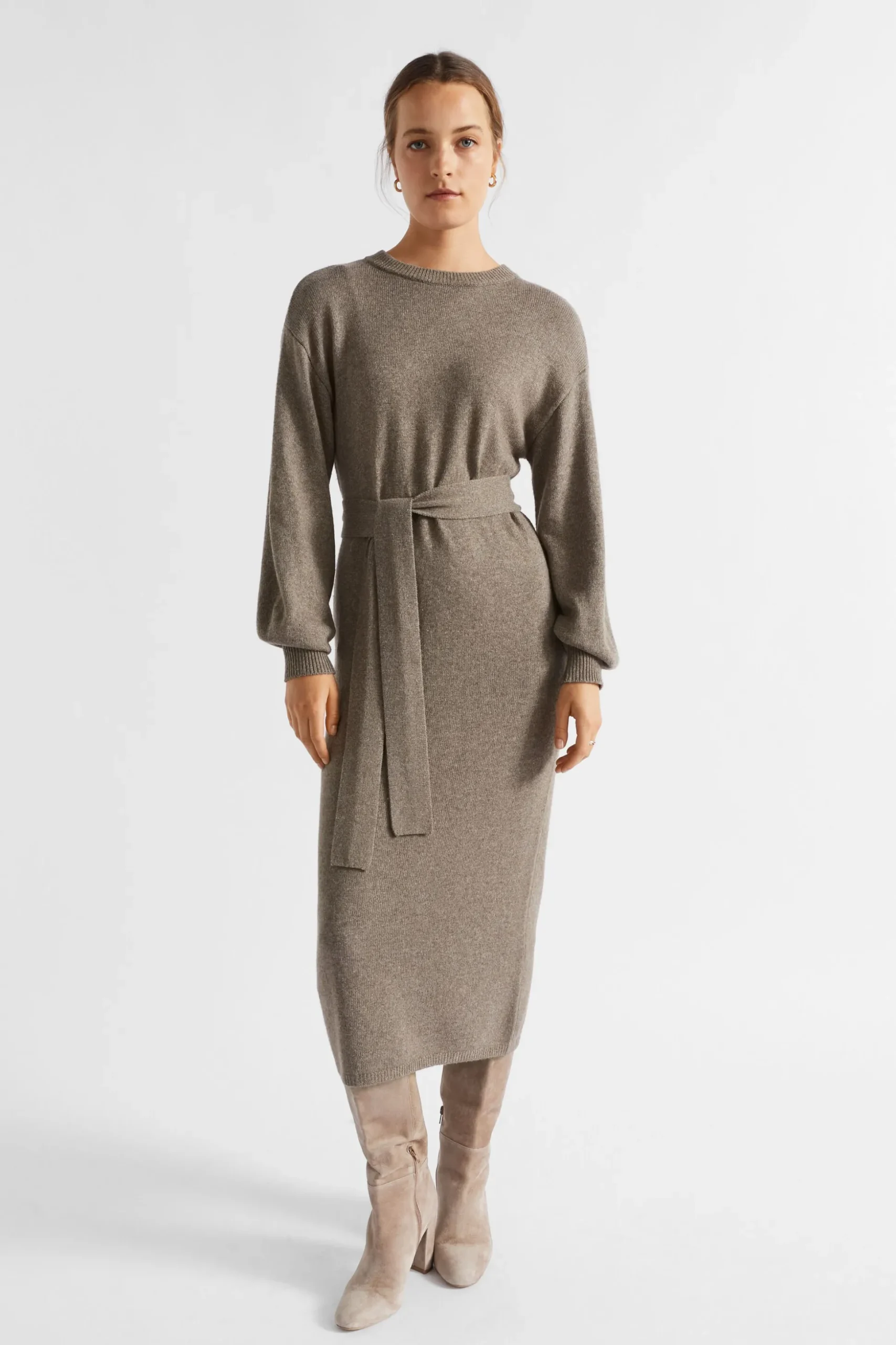 Seed Heritage Knitwear & Sweaters-Tie Front Knit Midi Dress Hazel Marle