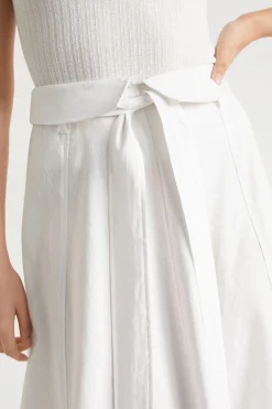 Seed Heritage Skirts-Tie Panel Midi Skirt Whisper White