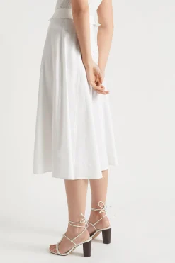 Seed Heritage Skirts-Tie Panel Midi Skirt Whisper White