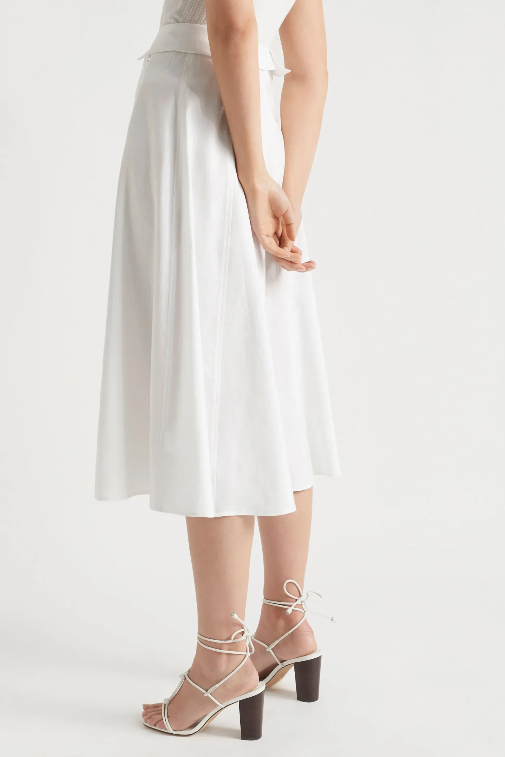 Seed Heritage Skirts-Tie Panel Midi Skirt Whisper White