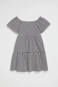 Seed Heritage Dresses-Tiered Stripe Dress Midnight Stripe