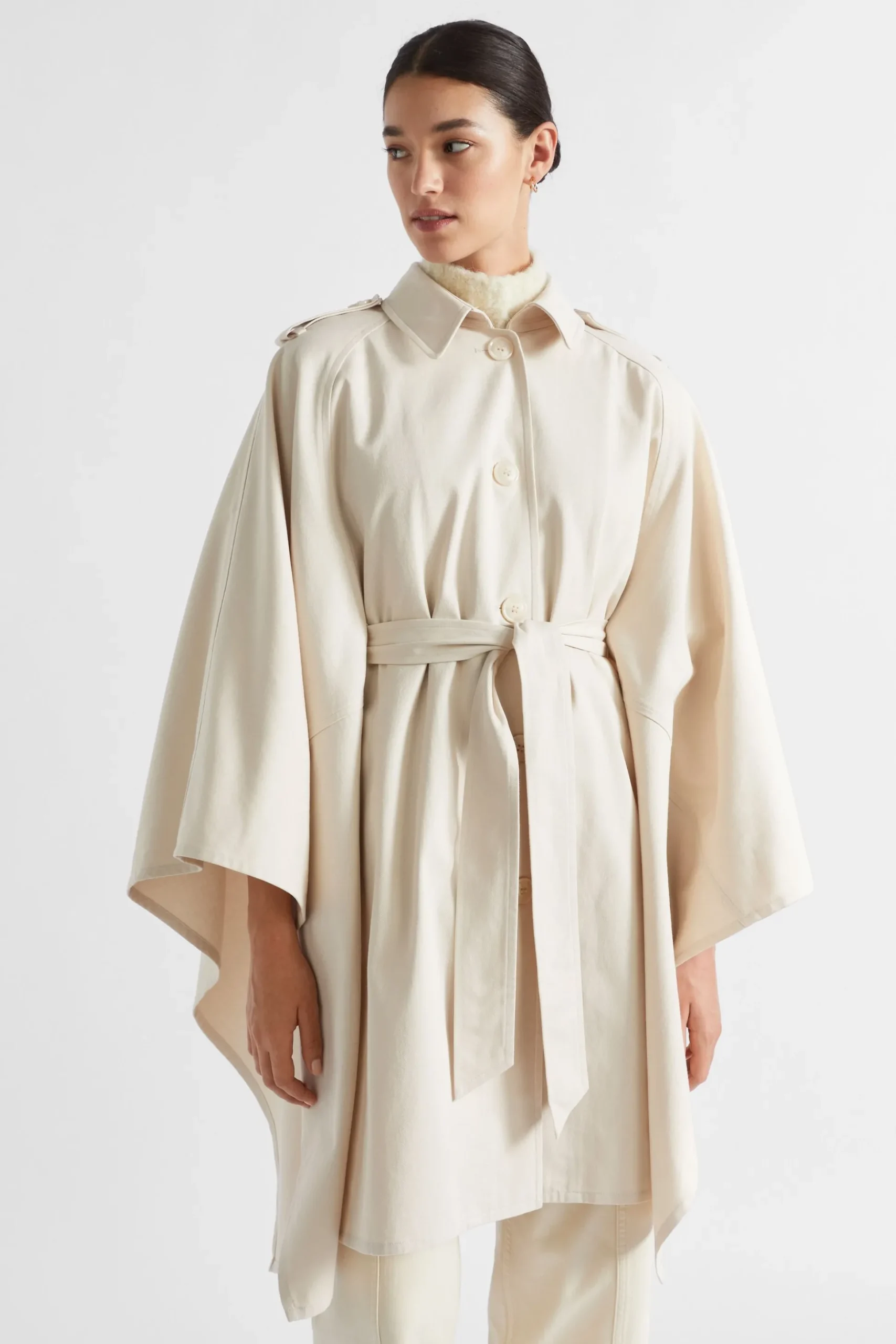 Seed Heritage Scarves & Kaftans-Trench Cape Vanilla Cream
