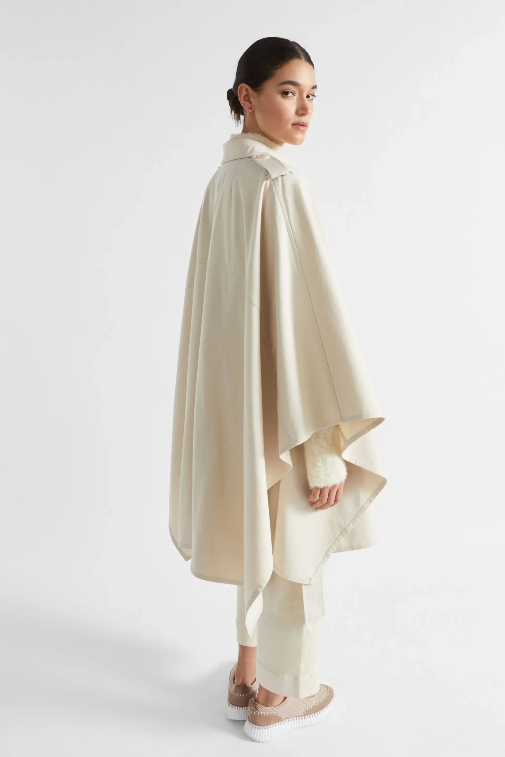 Seed Heritage Scarves & Kaftans-Trench Cape Vanilla Cream