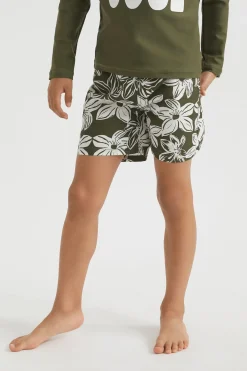 Seed Heritage Swimwear-Tropical Flower Boardshort Crocodile Green