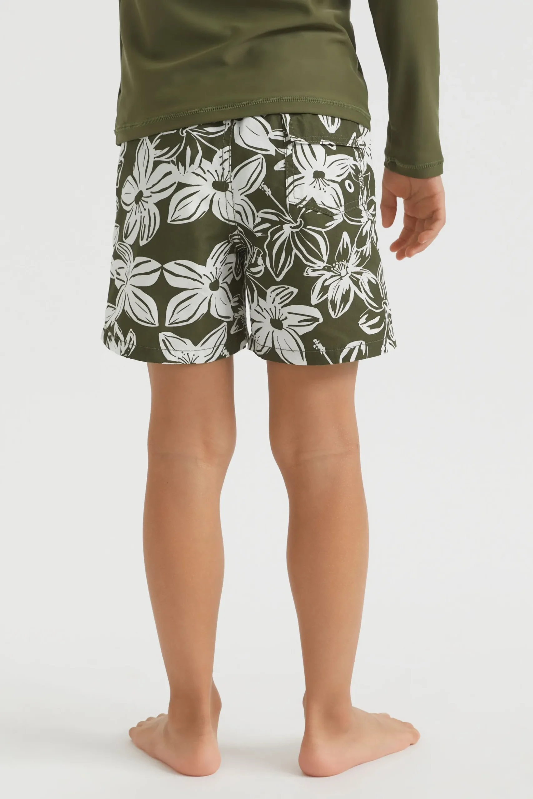 Seed Heritage Swimwear-Tropical Flower Boardshort Crocodile Green