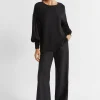 Seed Heritage T-Shirts & Tops-Twill Billow Blouse Black
