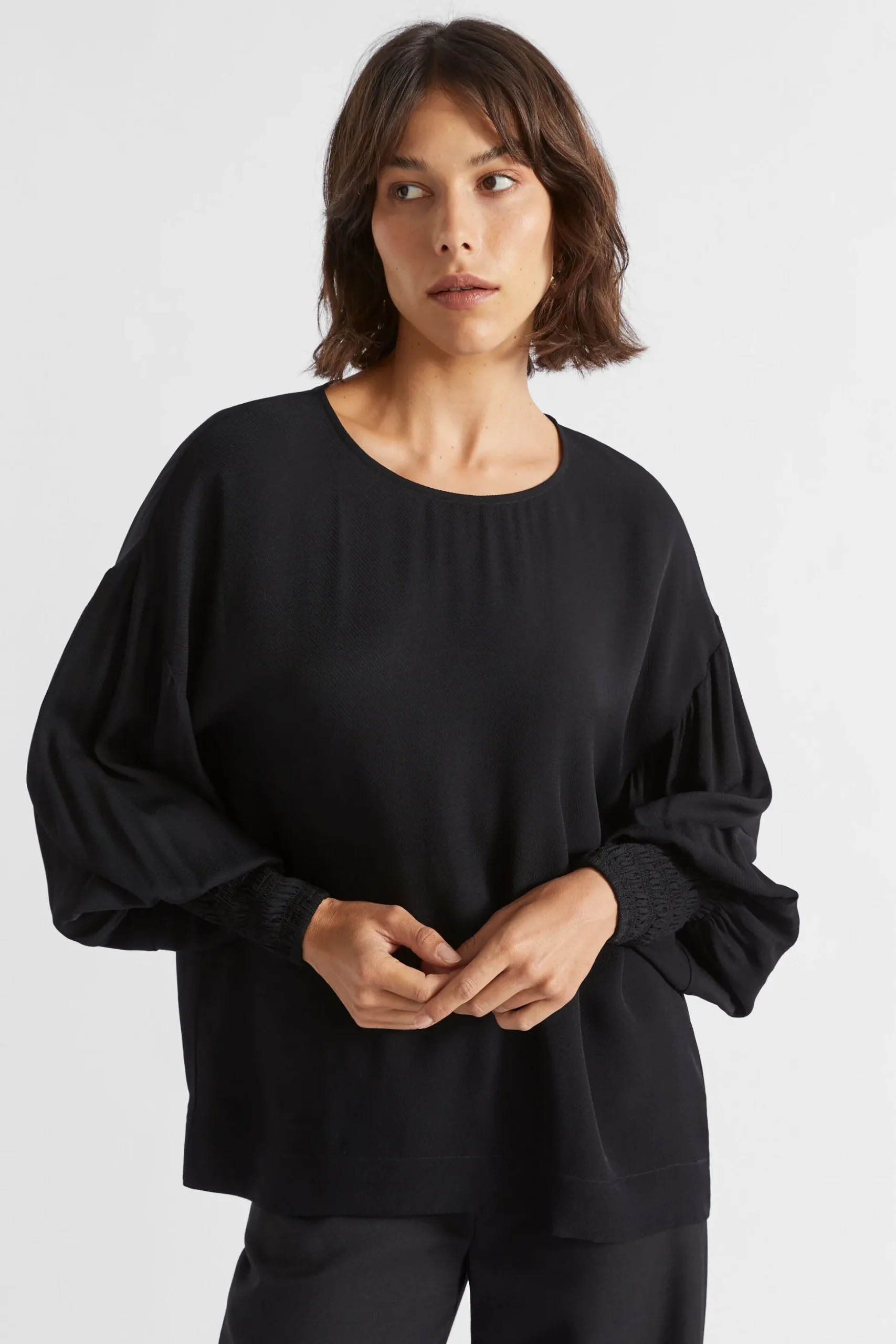 Seed Heritage T-Shirts & Tops-Twill Billow Blouse Black