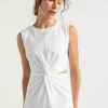 Seed Heritage T-Shirts & Tops-Twist Front Cut Out Tank Whisper White