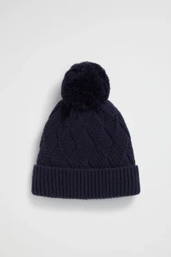 Seed Heritage Beanies-Twisted Cable Beanie Midnight Blue