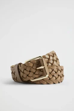 Seed Heritage Belts-Vanessa Woven Leather Belt Cashew
