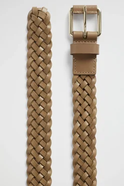 Seed Heritage Belts-Vanessa Woven Leather Belt Cashew