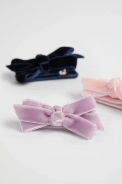 Seed Heritage Hair Accessories-Velvet Bow Duck Clips Multi