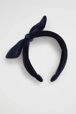 Seed Heritage Hair Accessories-Velvet Bow Headband Navy