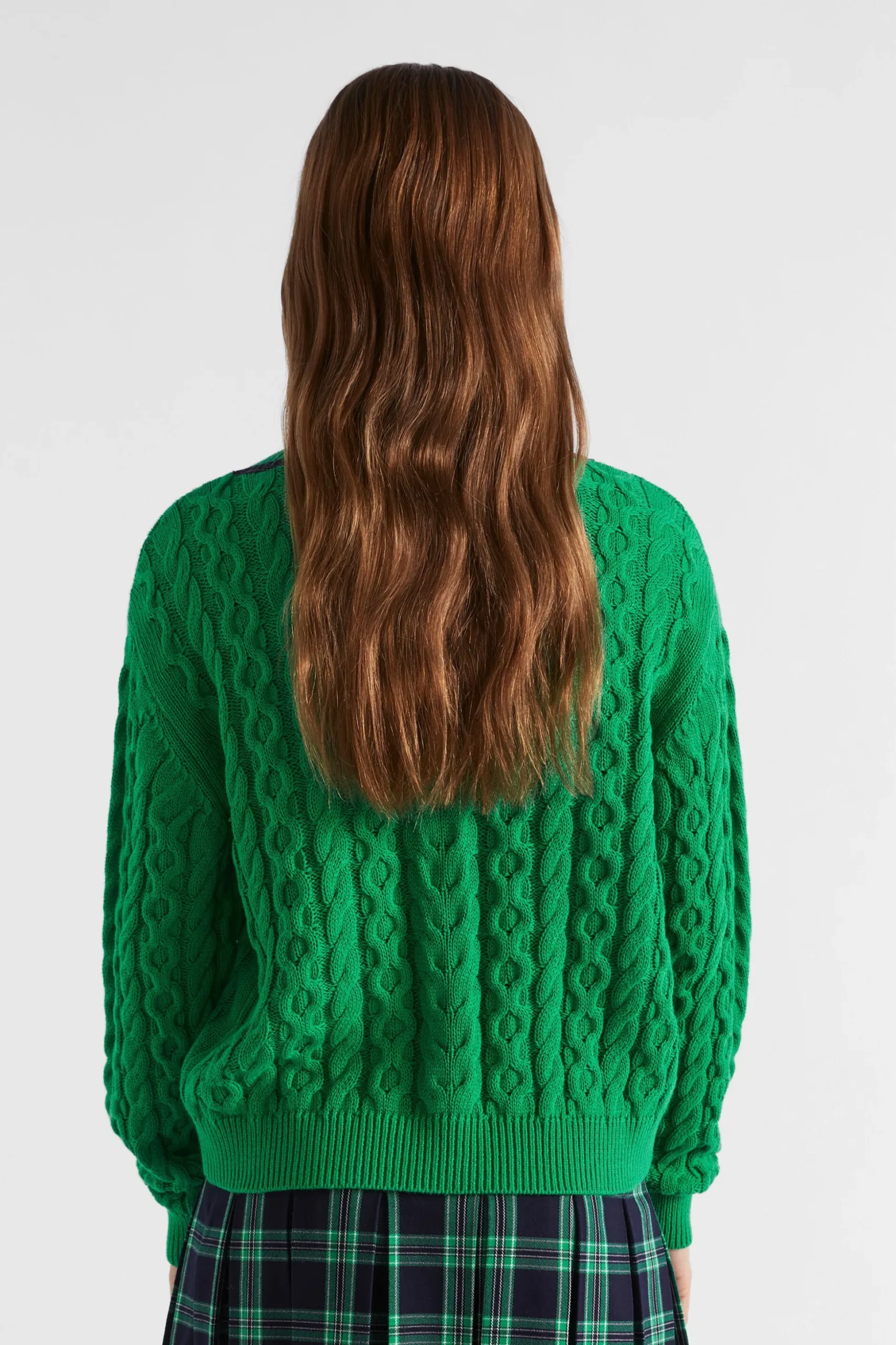 Seed Heritage Knitwear & Sweaters-V-Neck Cable Knit Emerald Green