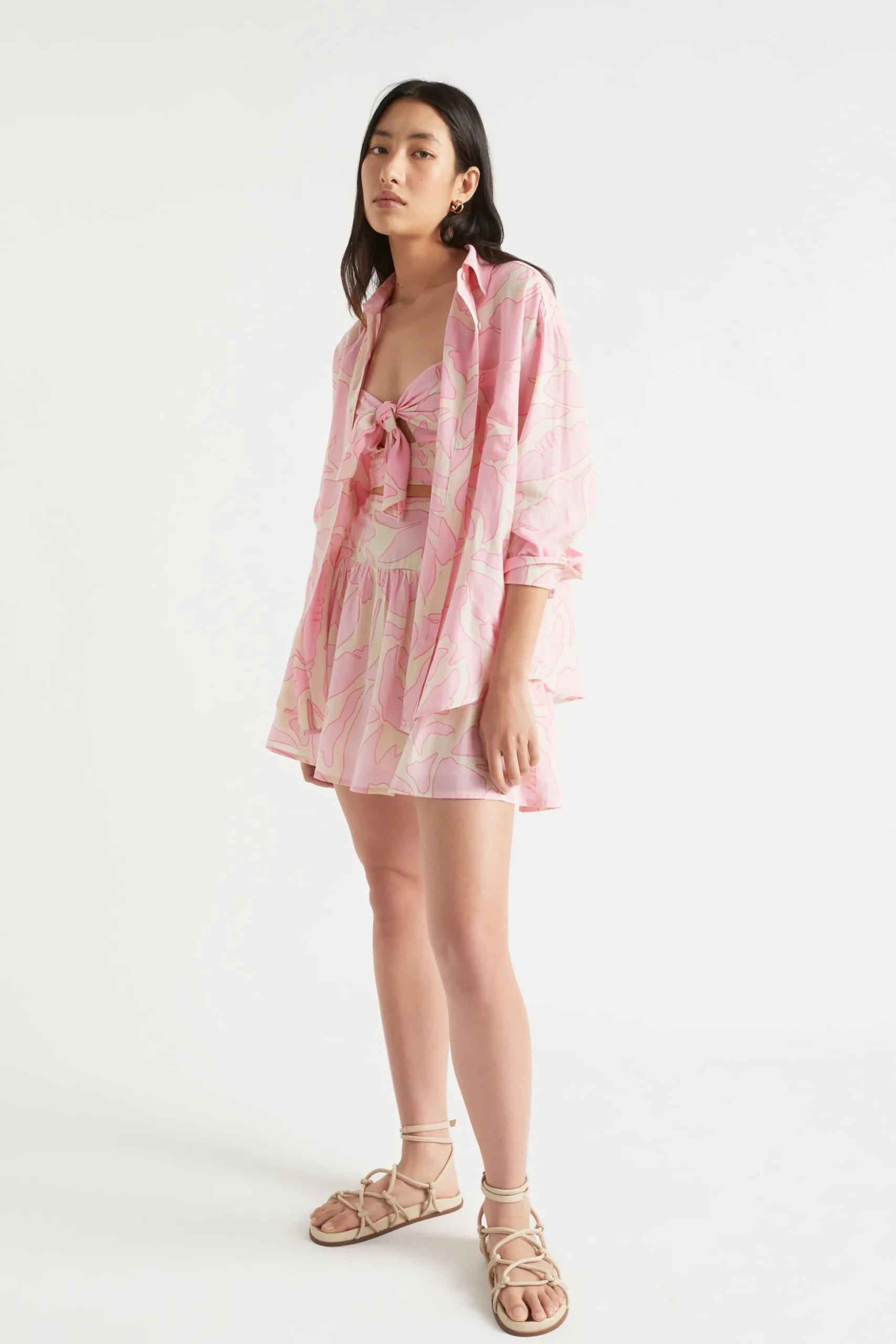 Seed Heritage Skirts-Voile Floral Mini Skirt Soft Orchid Floral