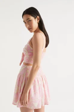 Seed Heritage Skirts-Voile Floral Mini Skirt Soft Orchid Floral