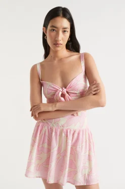 Seed Heritage T-Shirts & Tops-Voile Floral Tie Top Soft Orchid Floral