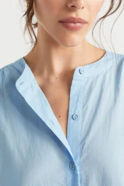 Seed Heritage T-Shirts & Tops-Voile Gathered Shirt Bluebell