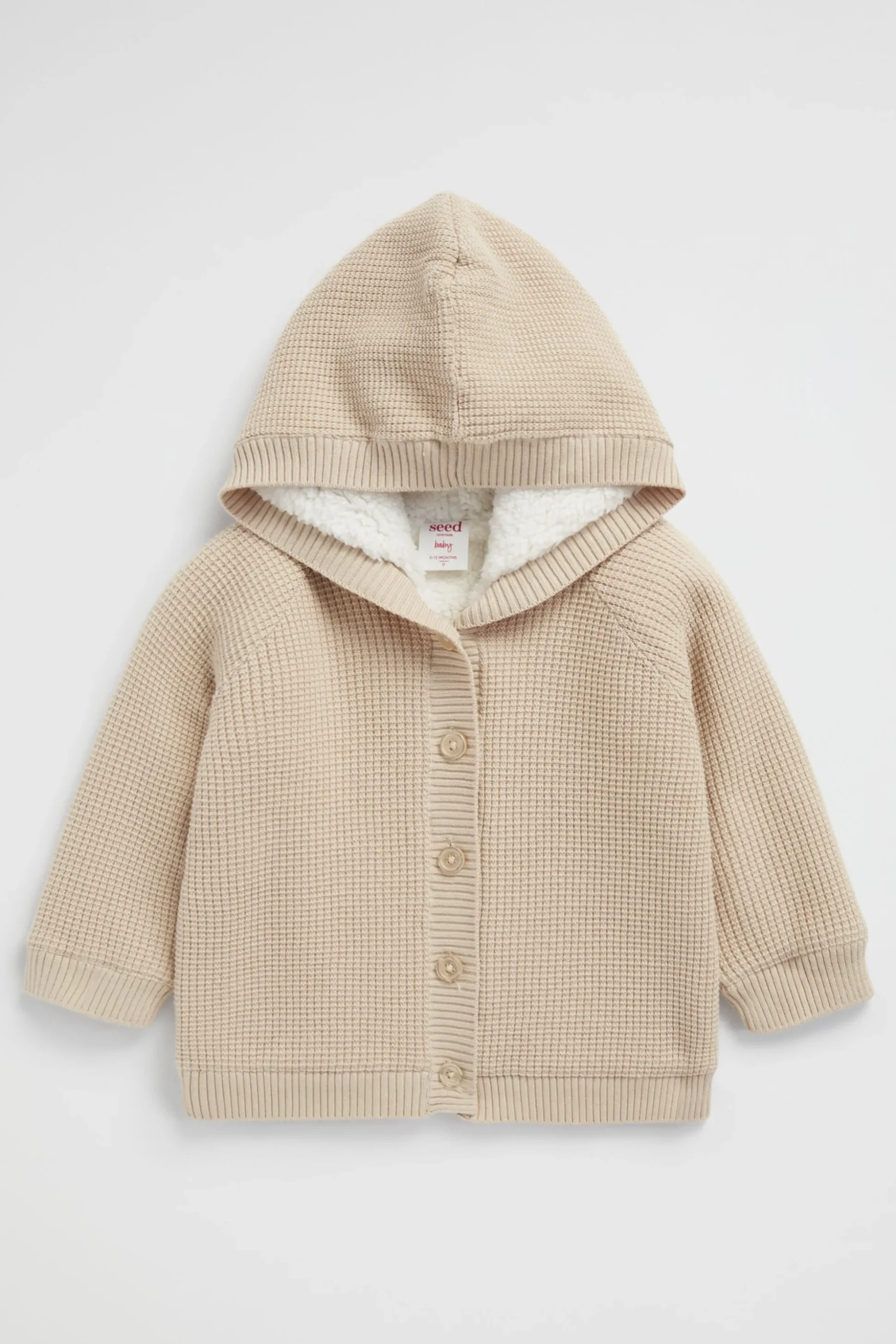 Seed Heritage Knitwear & Sweaters-Waffle Knit Sherpa Hoodie Neutral