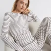 Seed Heritage Sleepwear-Waffle Sleep Top Chocolate Stripe