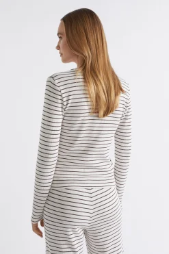 Seed Heritage Sleepwear-Waffle Sleep Top Chocolate Stripe