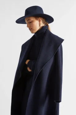 Seed Heritage Hats & Gloves-Wide Brim Wool Fedora Midnight Sky