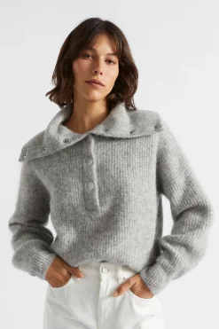 Seed Heritage Knitwear & Sweaters-Wide Collared Knit Silver Marle