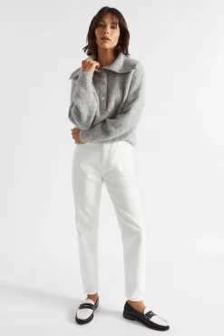 Seed Heritage Knitwear & Sweaters-Wide Collared Knit Silver Marle