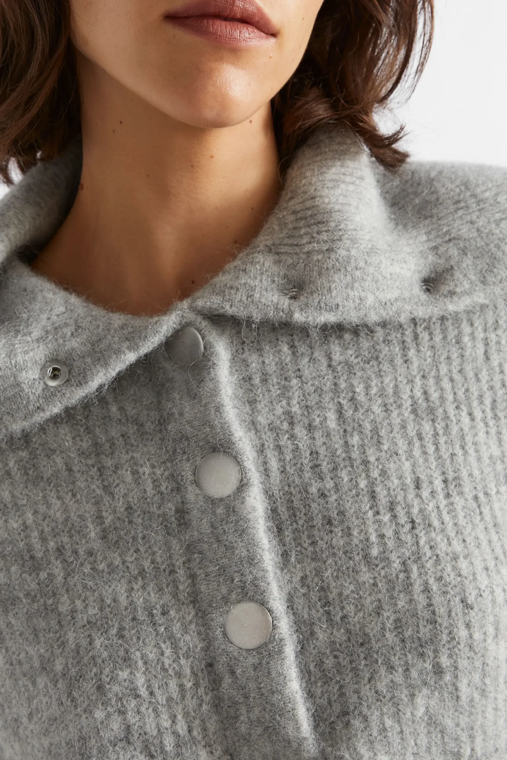 Seed Heritage Knitwear & Sweaters-Wide Collared Knit Silver Marle