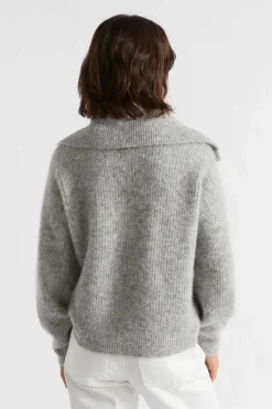 Seed Heritage Knitwear & Sweaters-Wide Collared Knit Silver Marle