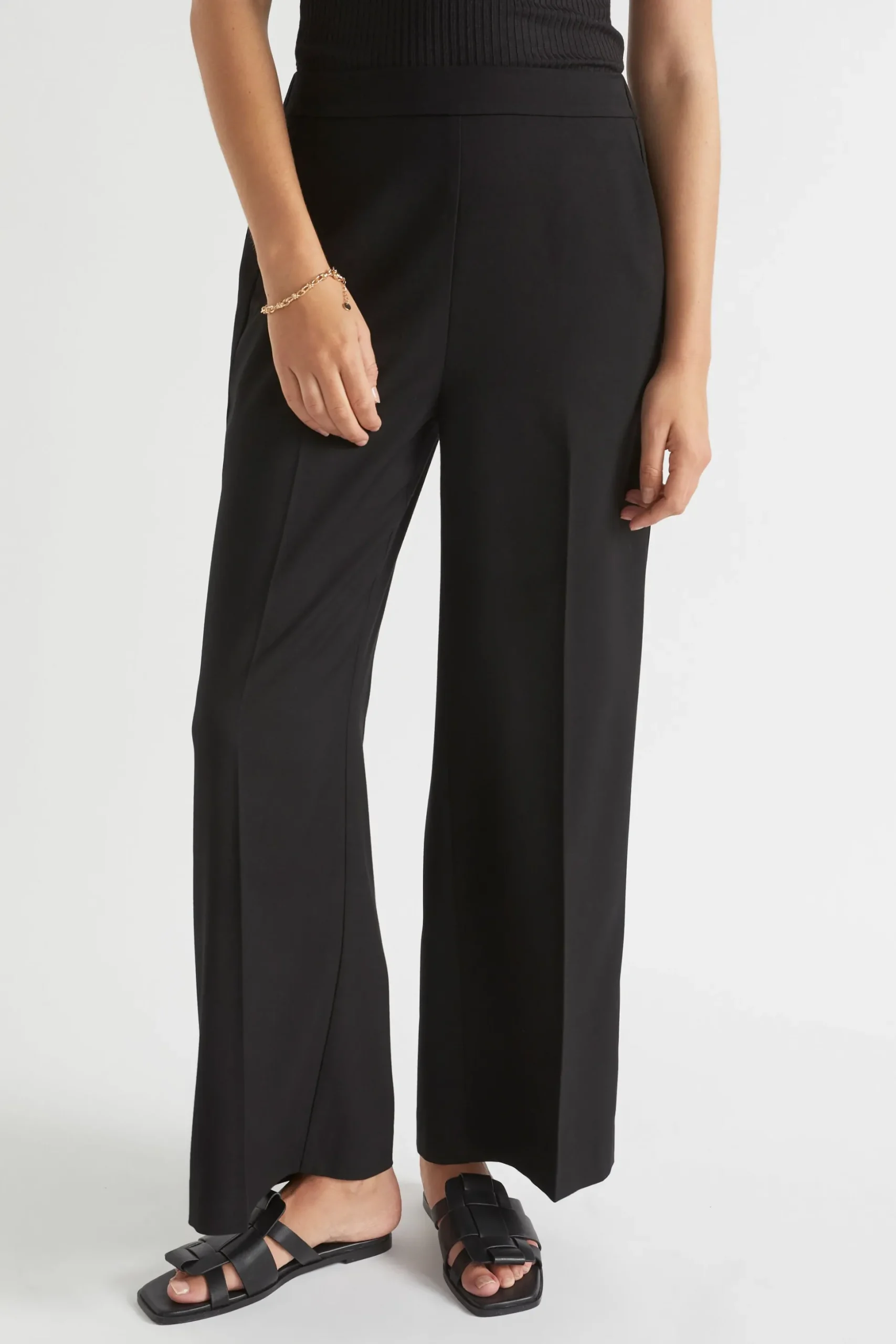 Seed Heritage Pants-Wide Leg Elasticated Pant Black