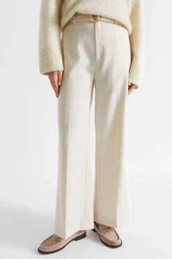 Seed Heritage Pants-Wool Blend Belt Pant Vanilla Cream