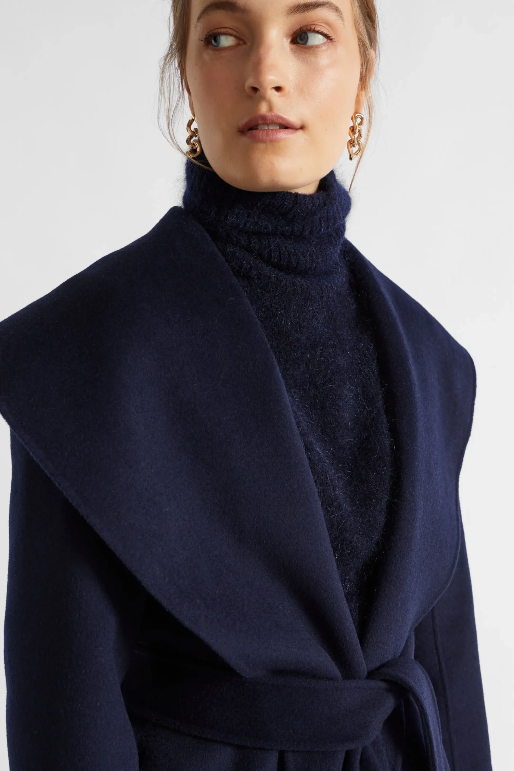 Seed Heritage Jackets & Vests-Wool Blend Full Length Coat Midnight Sky