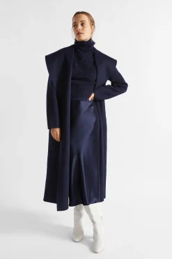 Seed Heritage Jackets & Vests-Wool Blend Full Length Coat Midnight Sky