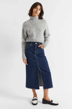 Seed Heritage Knitwear & Sweaters-Wool Blend Mock Neck Knit Silver Marle