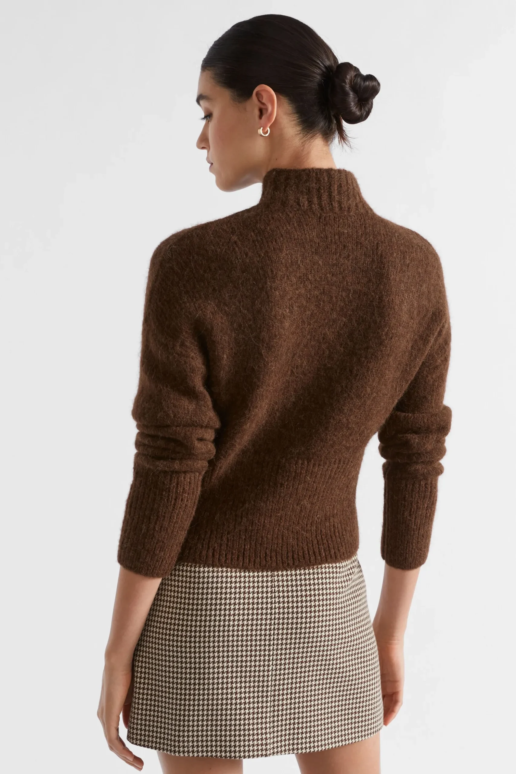 Seed Heritage Knitwear & Sweaters-Wool Blend Mock Neck Knit Hot Chocolate Marle