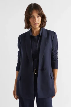 Seed Heritage Jackets & Vests-Wool Blend Relaxed Blazer Midnight Sky