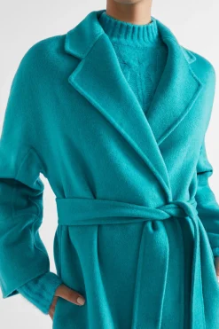 Seed Heritage Jackets & Vests-Wool Blend Relaxed Coat Peacock Blue Marle