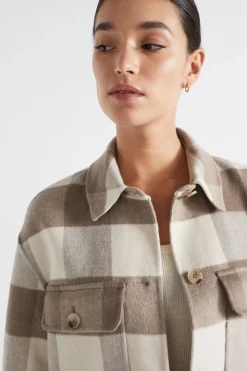Seed Heritage Jackets & Vests-Wool Blend Shacket Hot Chocolate Check