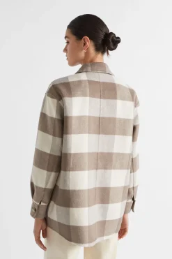 Seed Heritage Jackets & Vests-Wool Blend Shacket Hot Chocolate Check