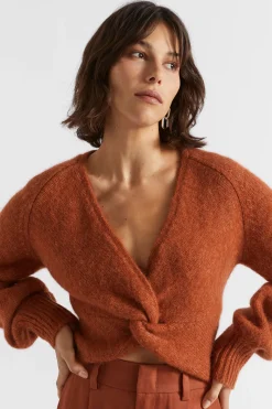 Seed Heritage Knitwear & Sweaters-Wool Blend Twist Knit Burnt Brick Marle