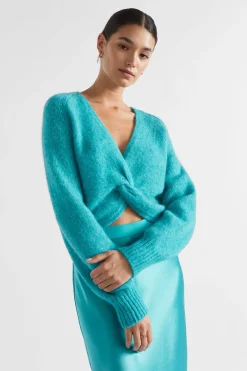 Seed Heritage Knitwear & Sweaters-Wool Blend Twist Knit Peacock Blue Marle